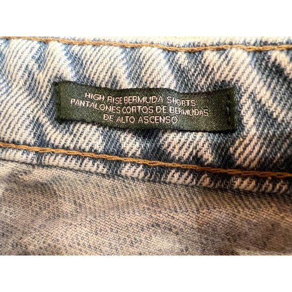 Wild Fable High Rise Bermuda Jean Shorts Raw Hem Asymmetrical Button Fly 2/26 - Picture 7 of 12